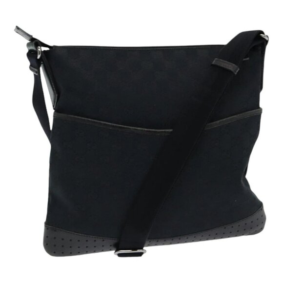 GUCCI GG Canvas Shoulder Bag Black 145857 Auth - Picture 1 of 16
